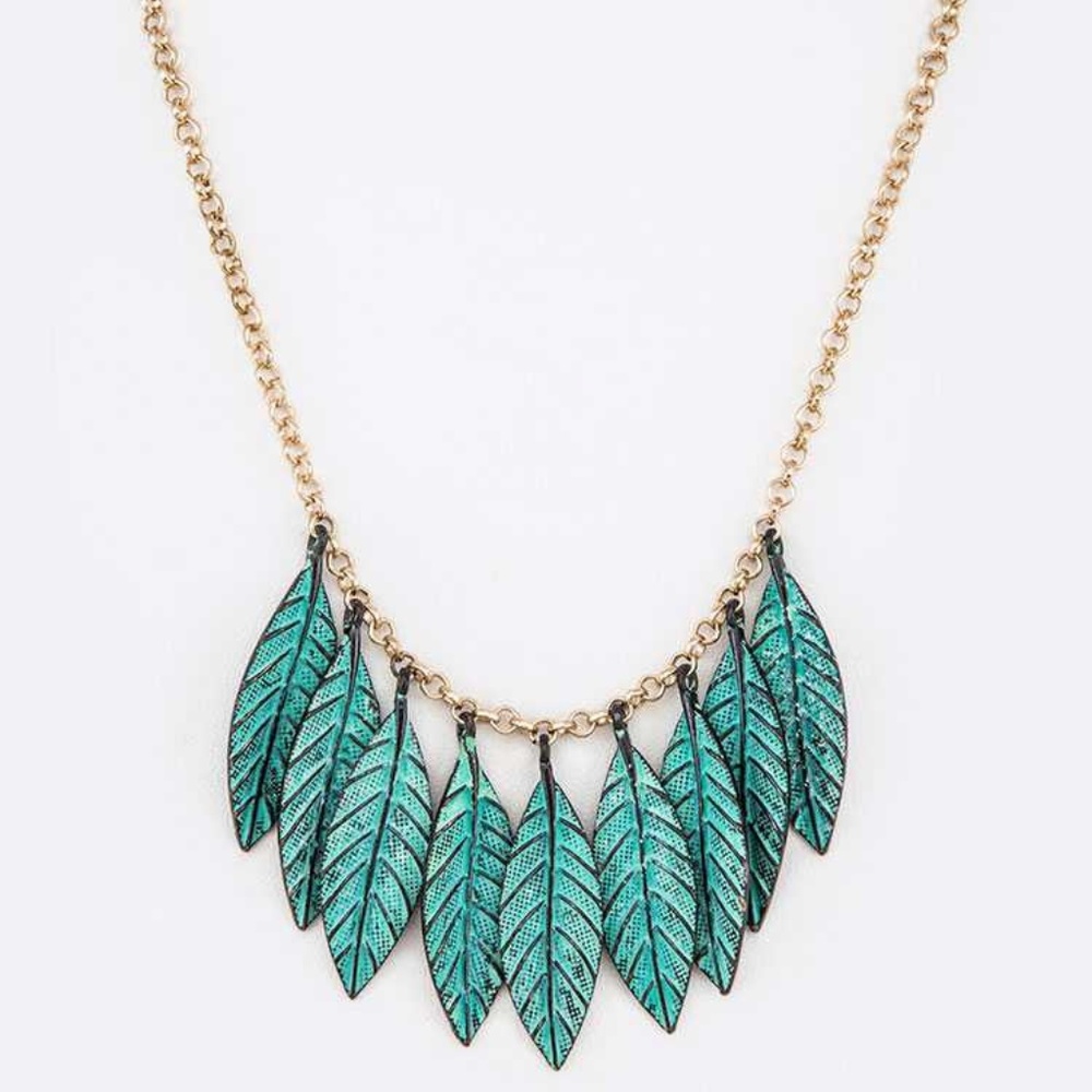 Gorgeous Patina Plated Leaf Necklace